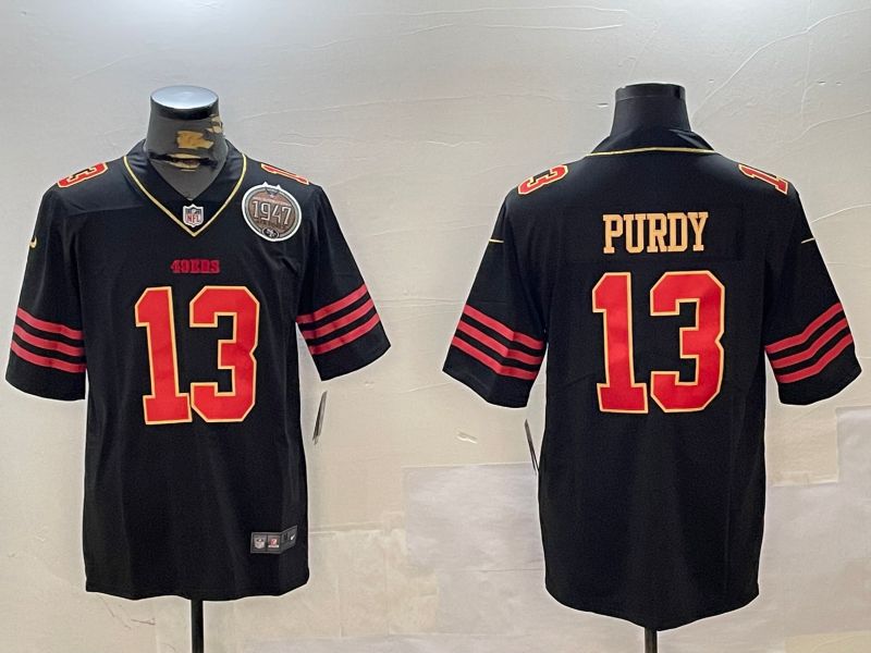 Men San Francisco 49ers 13 Purdy Black Gold 2024 Nike Limited NFL Jersey style 12301